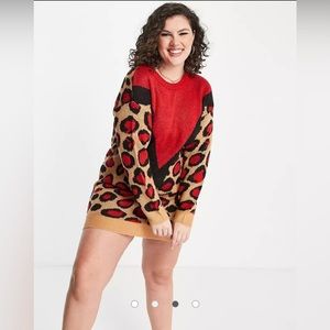 New - BRAVE SOUL London simba chevron animal print sweater dress